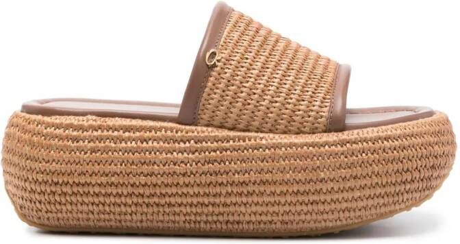 Gianvito Rossi 60mm woven raffia espadrilles Brown