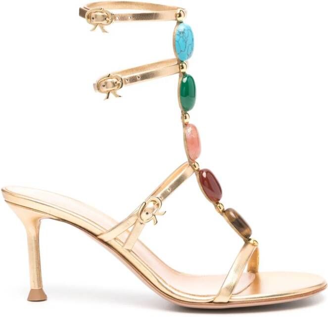 Gianvito Rossi 70mm Shanti leather sandals Gold