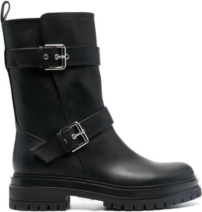 Gianvito Rossi Amphibian buckled biker boots Black