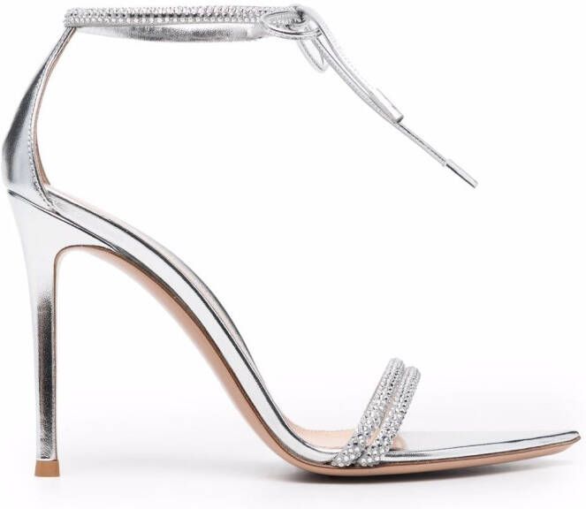 Gianvito Rossi Montecarlo 105mm tie-fastening sandals Silver