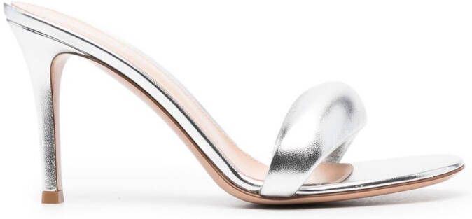 Gianvito Rossi 85mm Bijoux padded sandals Silver