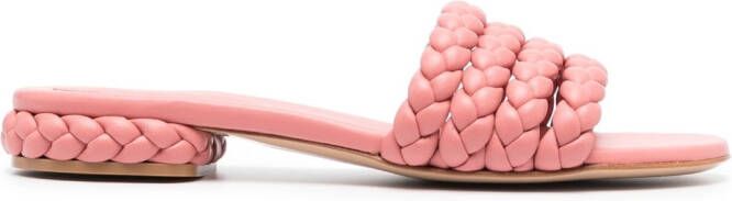 Gianvito Rossi braided-leather flat sandals Pink
