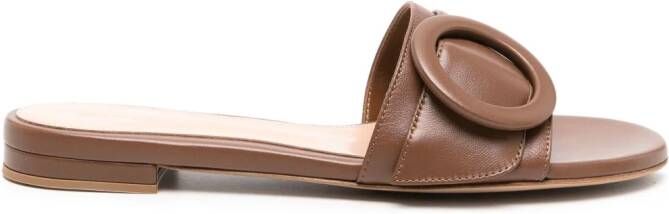 Gianvito Rossi buckle-detail leather slides Brown
