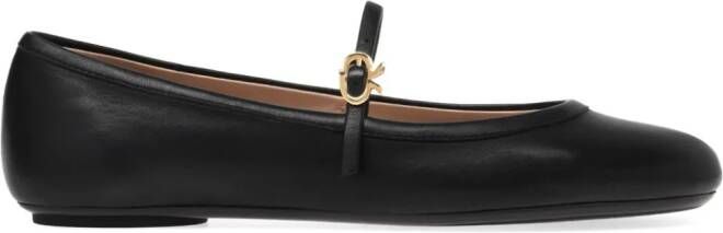 Gianvito Rossi Carla leather ballerina shoes Black