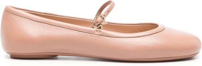 Gianvito Rossi Carla leather ballerina shoes Neutrals