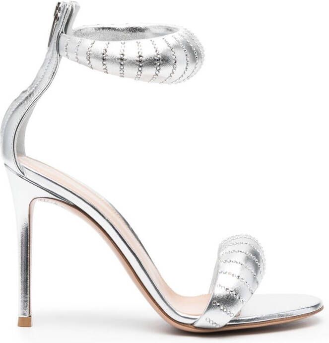 Gianvito Rossi crystal-embellished metallic sandals Silver