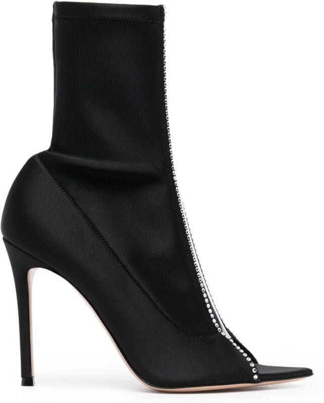 Gianvito Rossi Crystal Hiroko 105mm satin boots Black