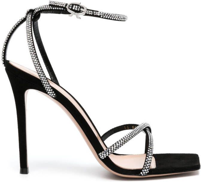 Gianvito Rossi cystal-embellished 120mm suede sandals Black