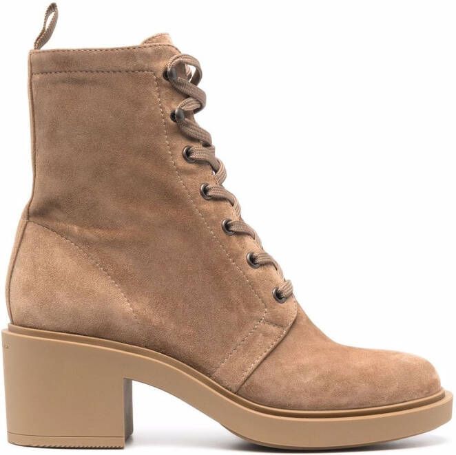 Gianvito Rossi Foster 45mm suede lace-up boots Neutrals