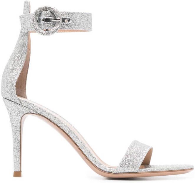 Gianvito Rossi Portofino 85mm glitter sandals Silver