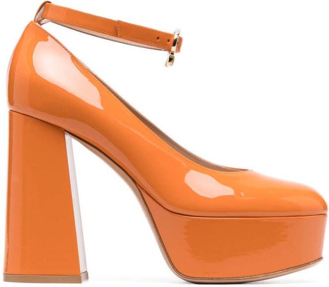Gianvito Rossi high-shine finish 120mm pumps Orange