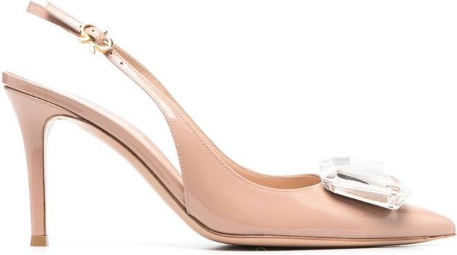 Gianvito Rossi jewel-detail 95mm stiletto pumps Neutrals