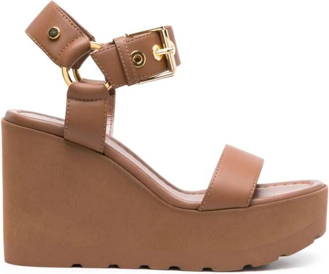 Gianvito Rossi leather wedge sandals Brown