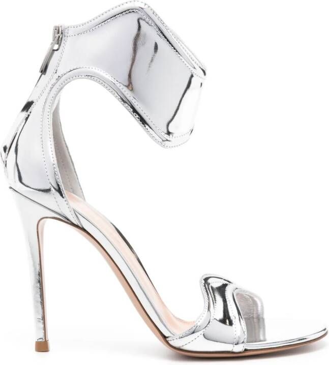 Gianvito Rossi Lucrezia 100mm mirrored-leather sandals Silver