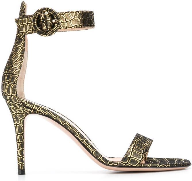 Gianvito Rossi metallic print sandals Black
