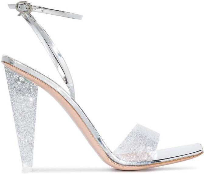 Gianvito Rossi 111mm Odyssey glitter-embellished sandals Silver