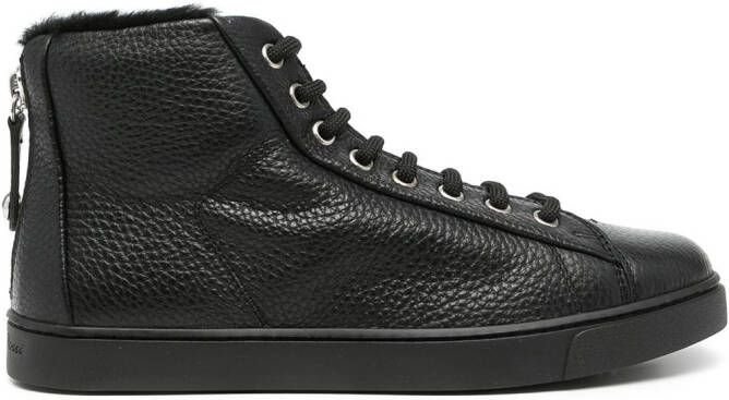 Gianvito Rossi pebbled high-top sneakers Black