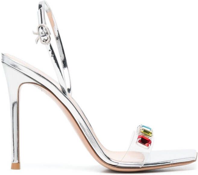 Gianvito Rossi Ribbon Candy 105mm crystal-embellished sandals Silver