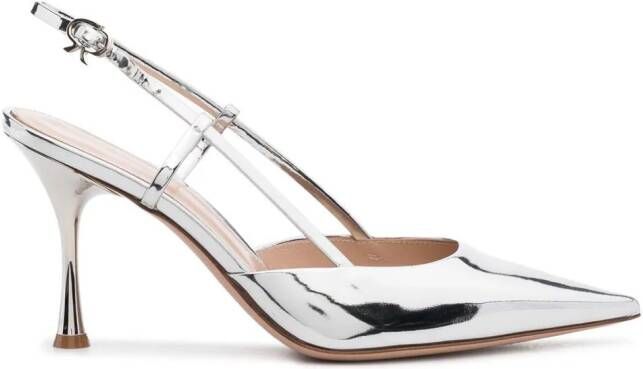 Gianvito Rossi Ribbon 85mm slingback pumps Silver