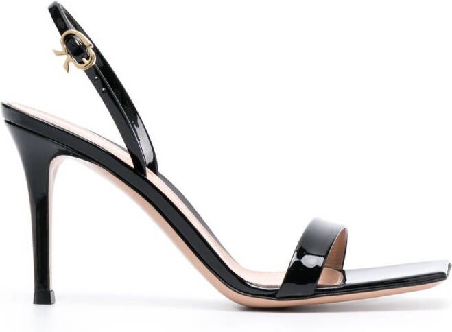 Gianvito Rossi 85mm Ribbon Stiletto leather sandals Black