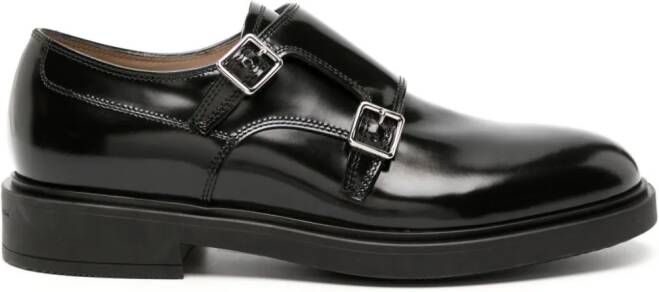 Gianvito Rossi Scott buckled leather shoes Black