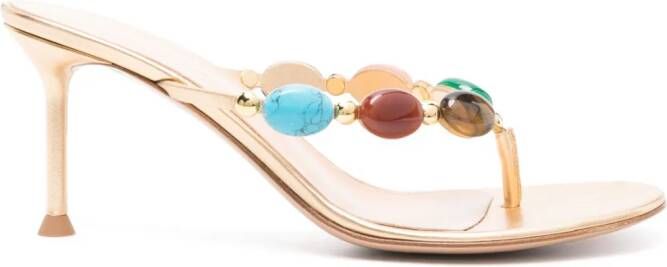 Gianvito Rossi Shanti Thong 70mm leather sandals Gold