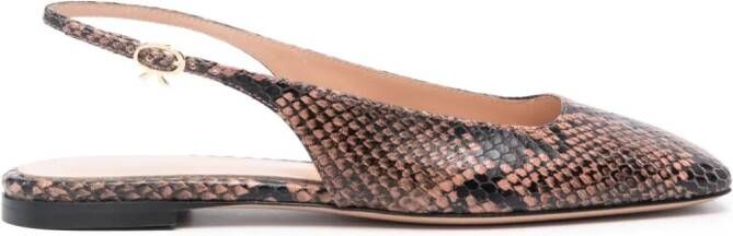 Gianvito Rossi square-toe leather ballerina shoes Black