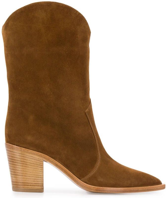 Gianvito Rossi wooden heel cowboy boots Brown