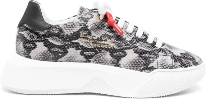 Giuliano Galiano Nemesis python-print leather sneakers Black
