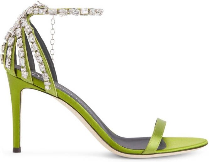 Giuseppe Zanotti 85mm Adele crystal sandals Green