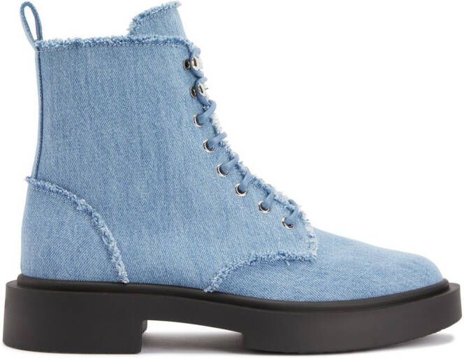 Giuseppe Zanotti Adric frayed denim ankle boots Blue