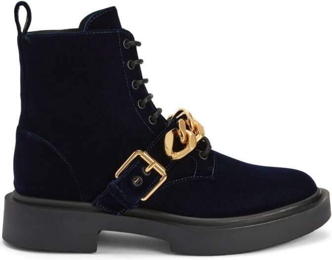 Giuseppe Zanotti Adric velvet lace-up sneakers Blue