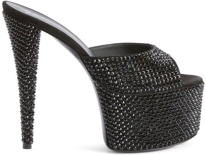 Giuseppe Zanotti 150mm GZ Aida crystal -embellished platform sandals Black