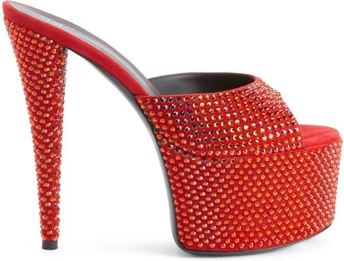 Giuseppe Zanotti 150mm GZ Aida crystal -embellished platform sandals Red