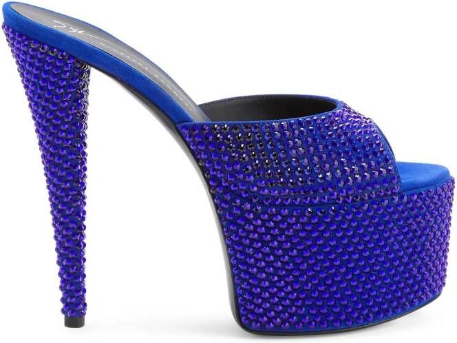 Giuseppe Zanotti 150mm GZ Aida crystal -embellished platform sandals Blue