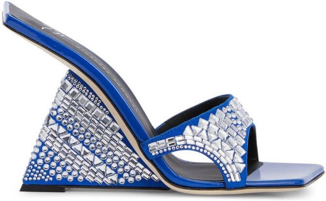 Giuseppe Zanotti 105mm Akira Shine wedge sandals Blue