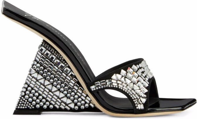 Giuseppe Zanotti 105mm Akira Shine wedge sandals Black