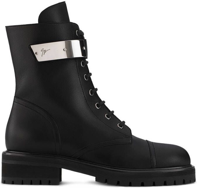 Giuseppe Zanotti Alexa logo-plate combat boots Black