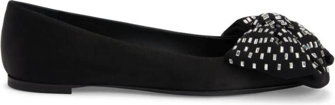 Giuseppe Zanotti Alexandrine Flat crystal-embellished bow ballerina shoes Black
