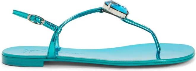Giuseppe Zanotti Anthonia metallic-effect flat sandals Blue