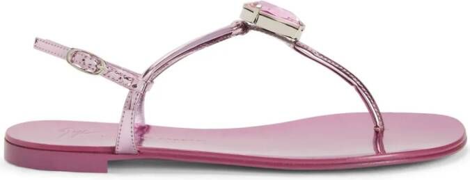 Giuseppe Zanotti Anthonia metallic-effect flat sandals Pink