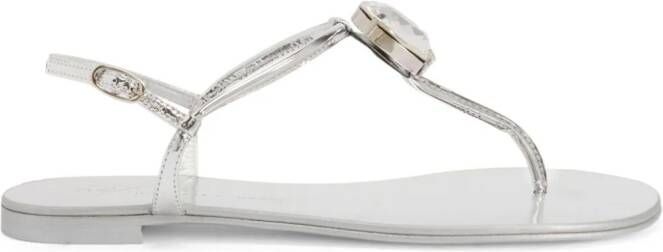 Giuseppe Zanotti Anthonia metallic-effect flat sandals Silver