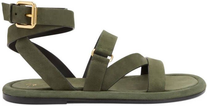 Giuseppe Zanotti Aymon buckled suede sandals Green