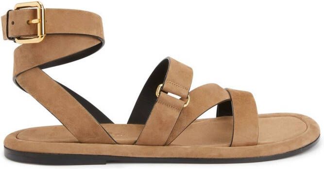 Giuseppe Zanotti Aymon wraparound suede sandals Brown