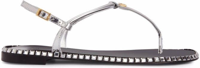 Giuseppe Zanotti Bellatriks T-bar leather sandals Silver