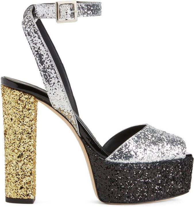 Giuseppe Zanotti 120mm Betty Glitter platform-sole sandals Silver