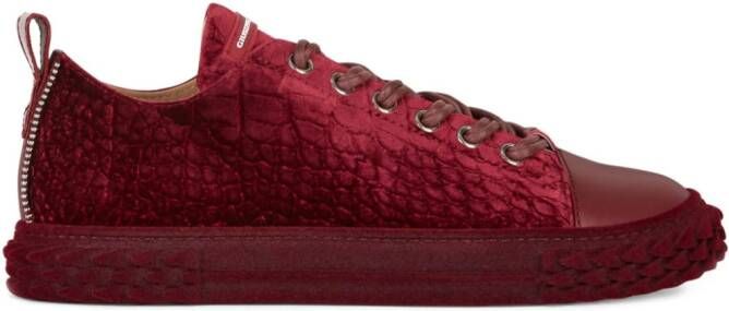 Giuseppe Zanotti Blabber velvet low-top sneakers Red
