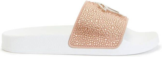Giuseppe Zanotti Brett embellished slides Pink