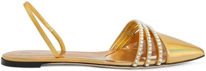 Giuseppe Zanotti Claralie rhinestone-embellished flat pumps Gold
