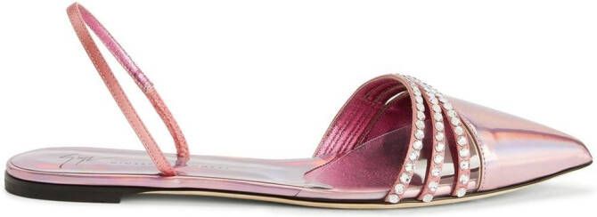 Giuseppe Zanotti Claralie rhinestone-embellished flat pumps Pink